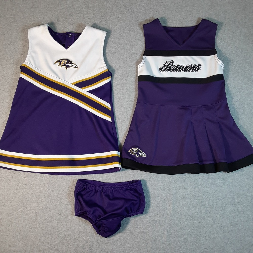 NFL Baltimore Ravens Toddler Girl Cheerleader Outfit Set 3T Purple 3 Piece